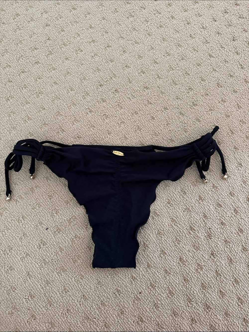 Luli Fama Black Tie-Side Bikini Bottom